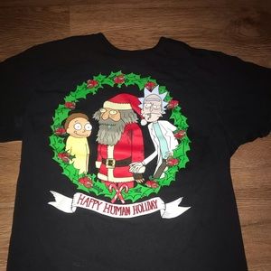 Rick and morty holiday theme shirt.